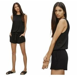 Aritzia Wilfred Free Black soft stretchy jersey knit Izabel Romper Medium